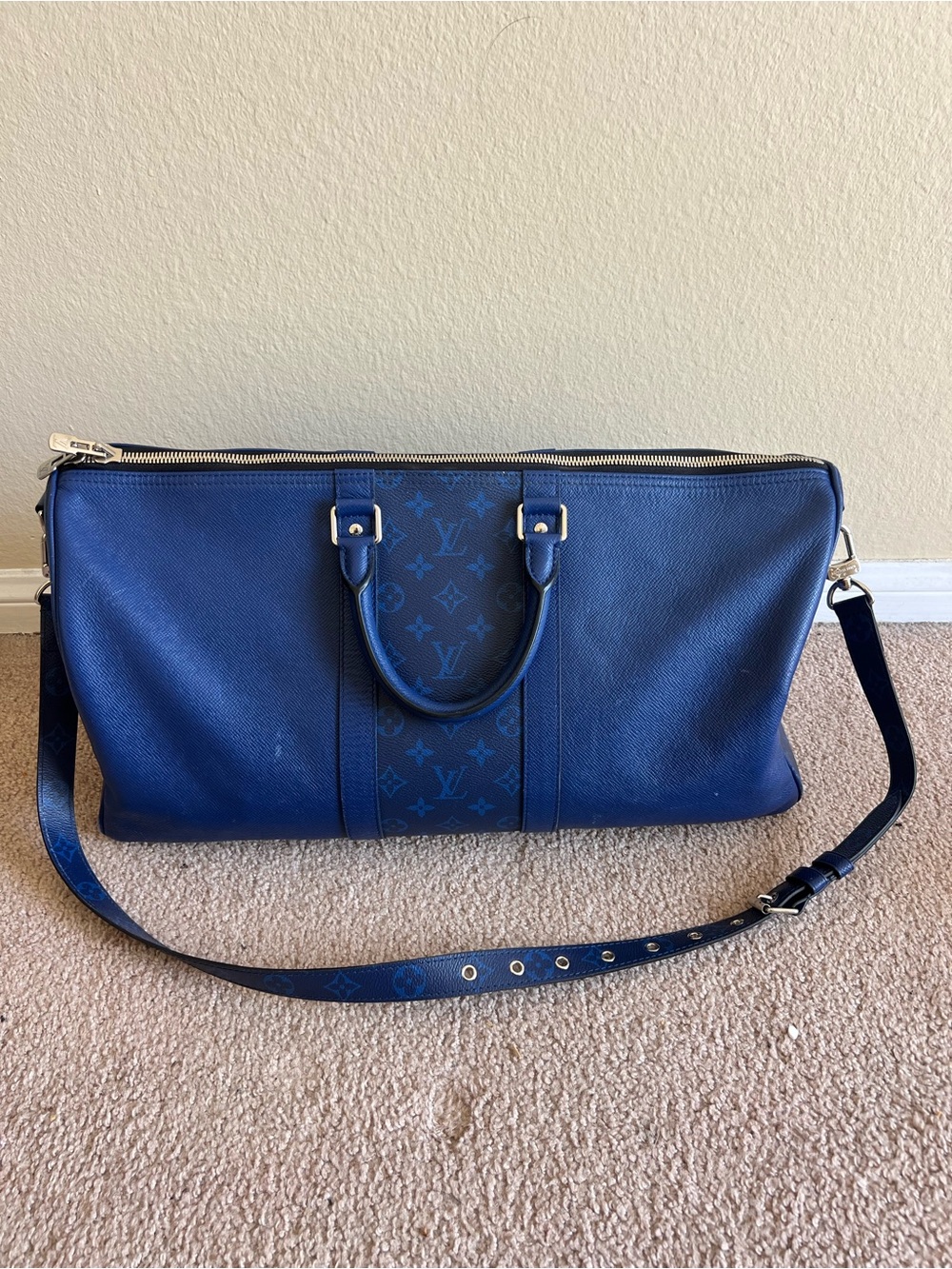 Louis Vuitton Blue Monogram Canvas Travel Duffle